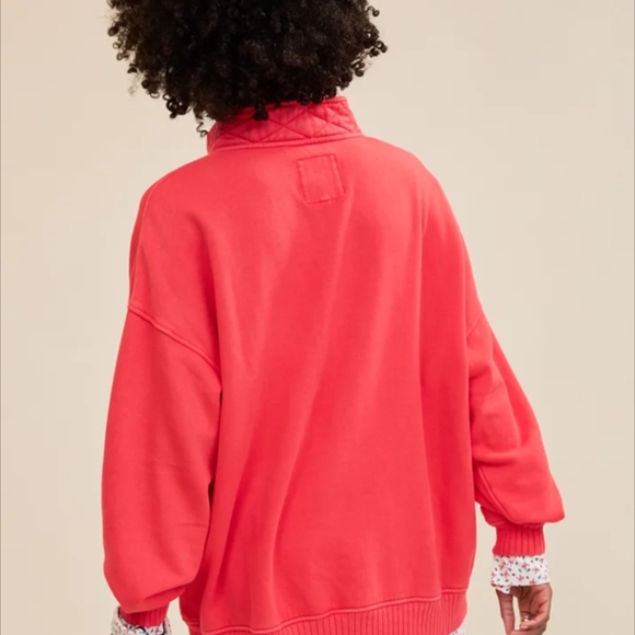 aerie Coral Snap-Front Crewneck Pullover - Picture 5 of 6